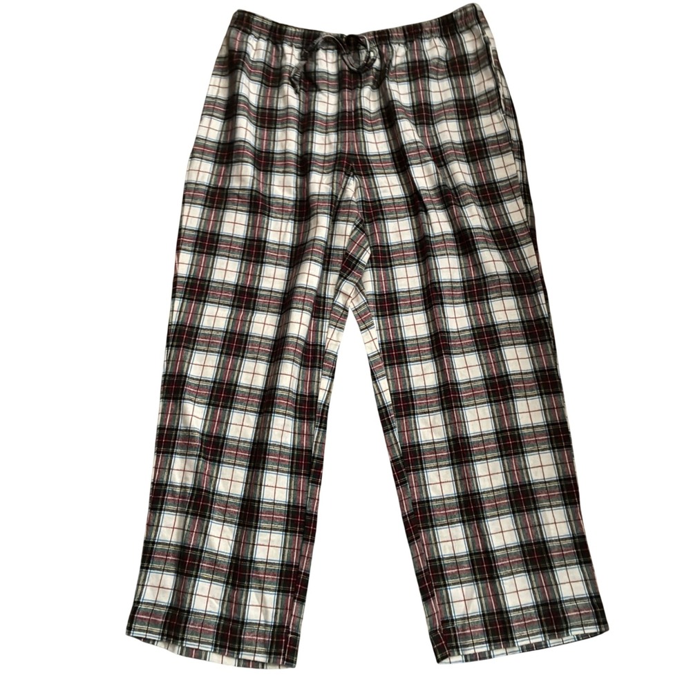 L.L.Bean Womens 1X Scotch Plaid Flannel Pajama Pants 100% Cotton Drawstring